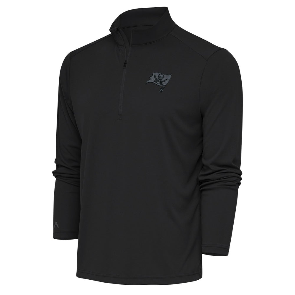 Tampa Bay Buccaneers Antigua Tonal Logo Tribute Quarter-Zip Pullover Top Charcoal - NFL