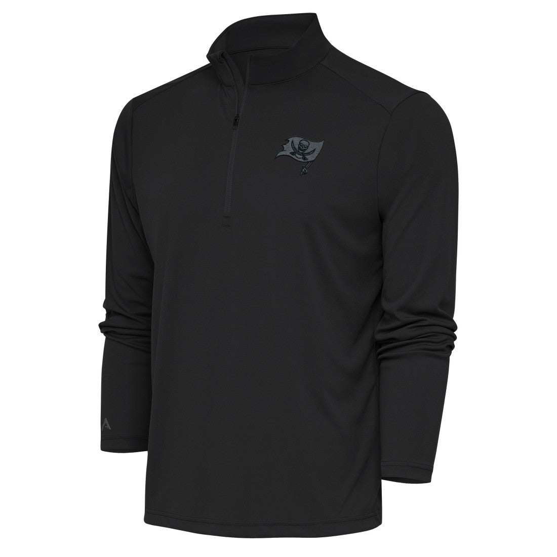 Tampa Bay Buccaneers Antigua Tonal Logo Tribute Quarter-Zip Pullover Top Charcoal - NFL
