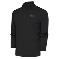 Tampa Bay Buccaneers Antigua Tonal Logo Tribute Quarter-Zip Pullover Top Charcoal - NFL