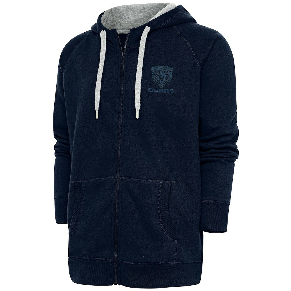 Chicago Bears Antigua Tonal Logo Victory Full-Zip Hoodie Navy - NFL