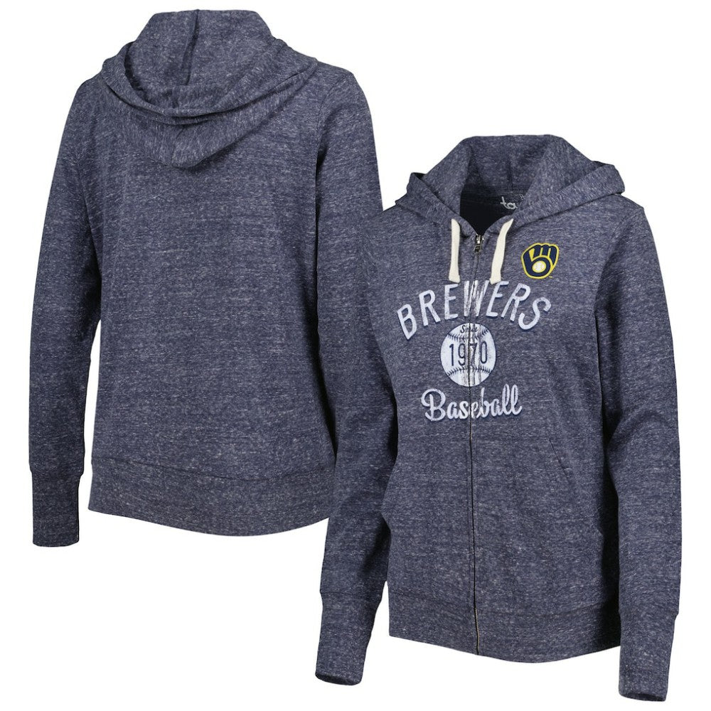 Milwaukee Brewers Touch Women's Training Camp Tri-Blend Lightweight Full-Zip Hoodie Online