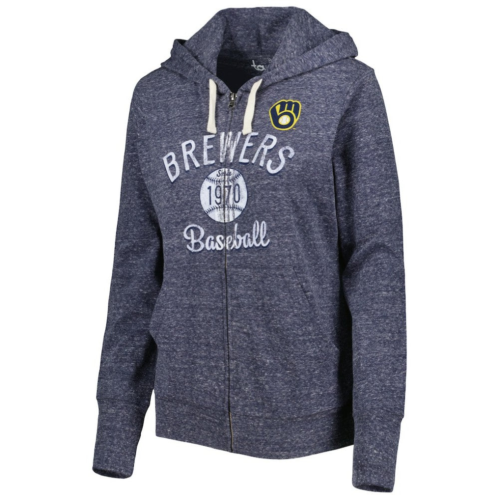 Milwaukee Brewers Touch Women's Training Camp Tri-Blend Lightweight Full-Zip Hoodie Online