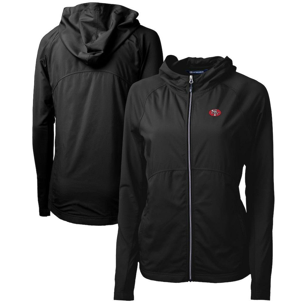 San Francisco 49ers Cutter & Buck Women's Throwback Logo Adapt Eco Knit Hybrid Recycled Full-Zip Hoodie Black - NFL