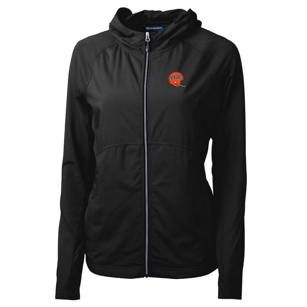 Cincinnati Bengals Cutter & Buck Women's Throwback Logo Adapt Eco Knit Hybrid Recycled Full-Zip Hoodie Black - NFL