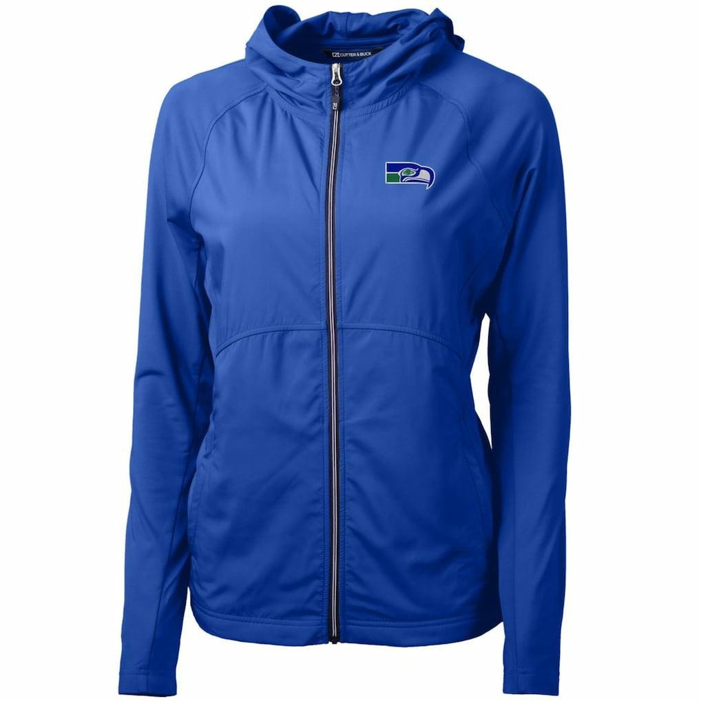 Seattle Seahawks Cutter & Buck Women's Throwback Logo Adapt Eco Knit Hybrid Recycled Full-Zip Hoodie Royal - NFL