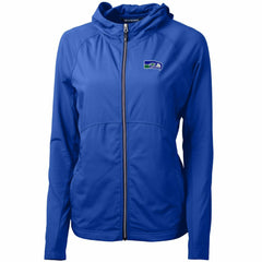 Seattle Seahawks Cutter & Buck Women's Throwback Logo Adapt Eco Knit Hybrid Recycled Full-Zip Hoodie Royal - NFL