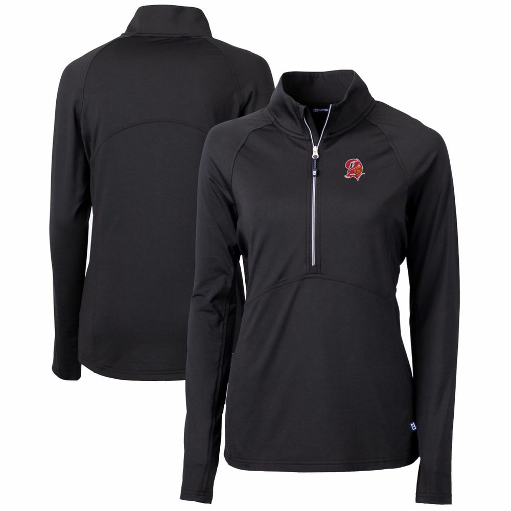 Tampa Bay Buccaneers Cutter & Buck Women's Throwback Logo Adapt Eco Knit Stretch Recycled Half-Zip Pullover Top Black - NFL