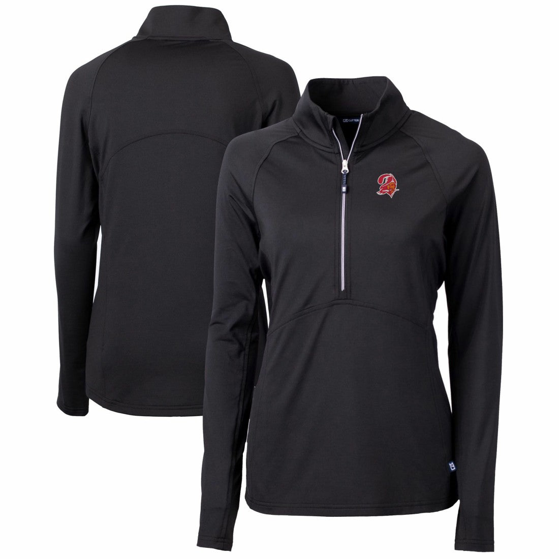 Tampa Bay Buccaneers Cutter & Buck Women's Throwback Logo Adapt Eco Knit Stretch Recycled Half-Zip Pullover Top Black - NFL