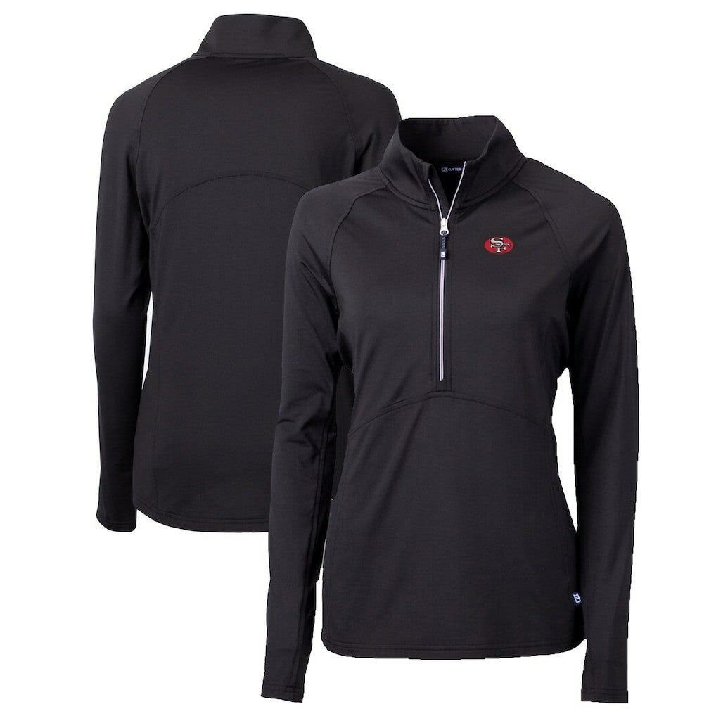 San Francisco 49ers Cutter & Buck Women's Throwback Logo Adapt Eco Knit Stretch Recycled Half-Zip Pullover Top Black - NFL