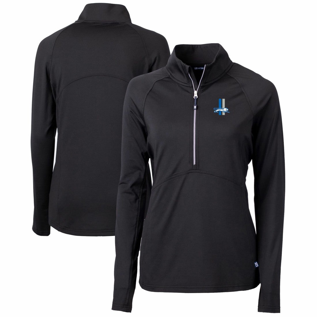Detroit Lions Cutter & Buck Women's Throwback Logo Adapt Eco Knit Stretch Recycled Half-Zip Pullover Top Black - NFL