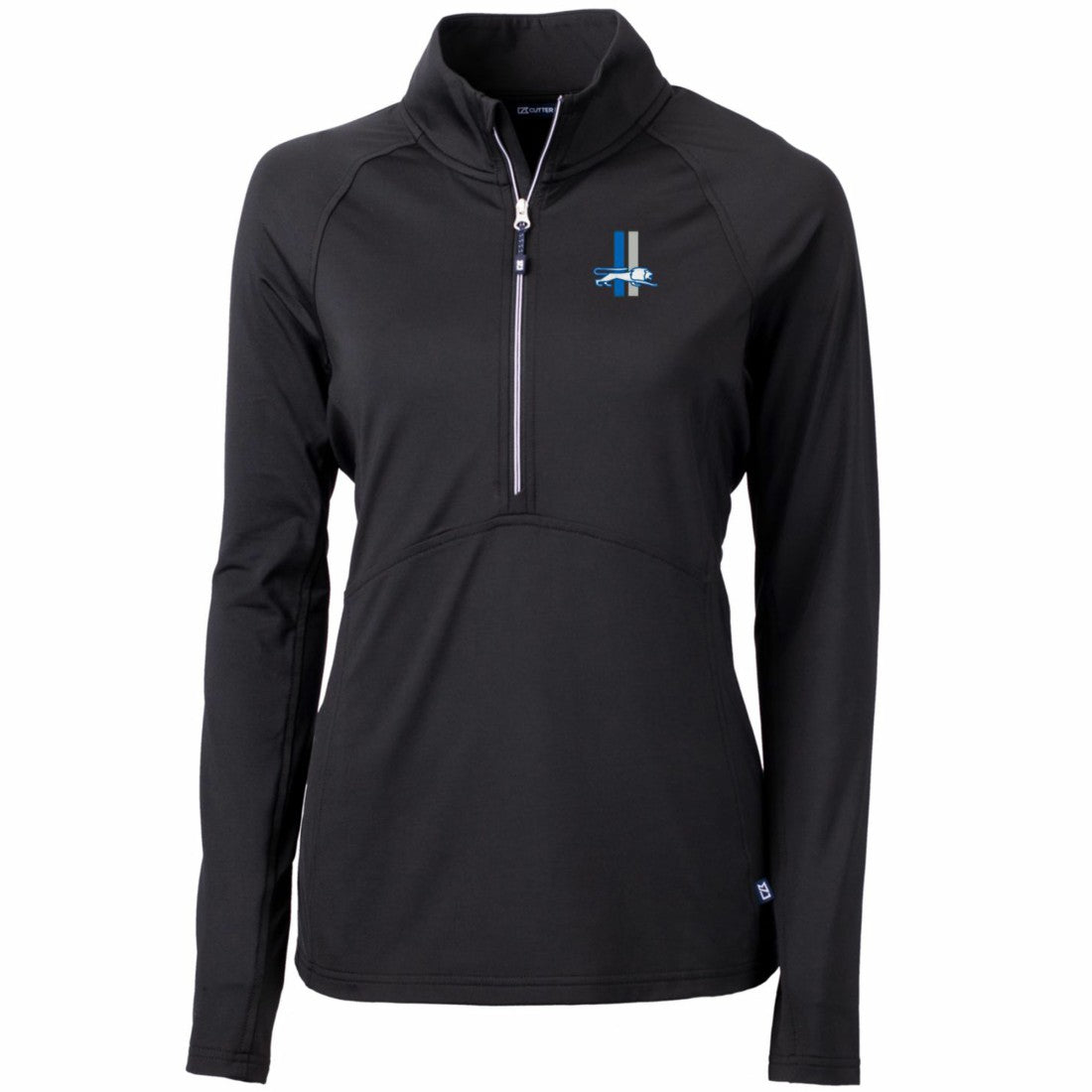 Detroit Lions Cutter & Buck Women's Throwback Logo Adapt Eco Knit Stretch Recycled Half-Zip Pullover Top Black - NFL