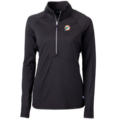 Miami Dolphins Cutter & Buck Women's Throwback Logo Adapt Eco Knit Stretch Recycled Half-Zip Pullover Top Black - NFL