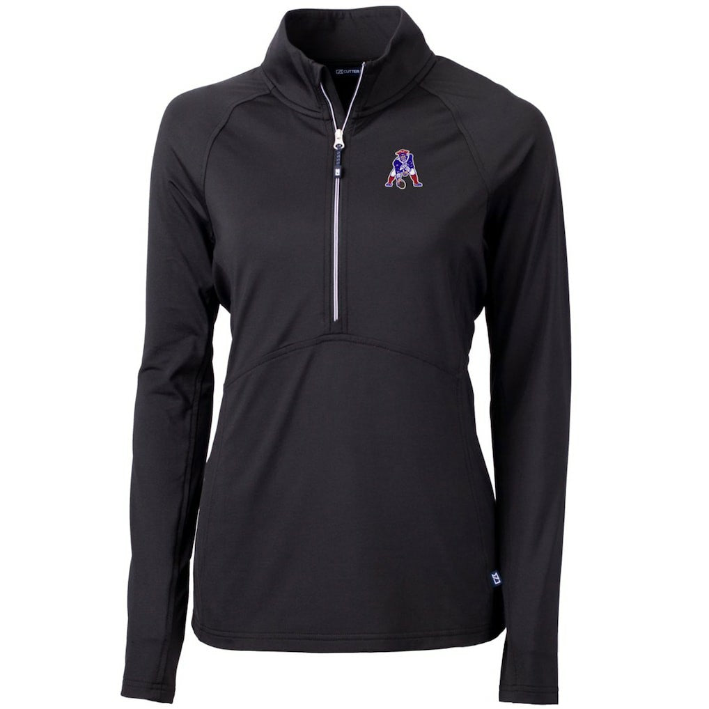 New England Patriots Cutter & Buck Women's Throwback Logo Adapt Eco Knit Stretch Recycled Half-Zip Pullover Top Black - NFL