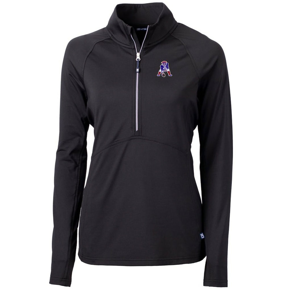 New England Patriots Cutter & Buck Women's Throwback Logo Adapt Eco Knit Stretch Recycled Half-Zip Pullover Top Black - NFL