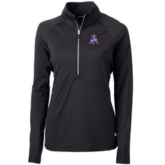 New England Patriots Cutter & Buck Women's Throwback Logo Adapt Eco Knit Stretch Recycled Half-Zip Pullover Top Black - NFL