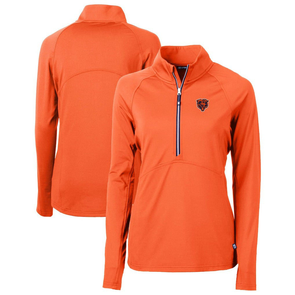 Chicago Bears Cutter & Buck Women's Throwback Logo Adapt Eco Knit Stretch Recycled Half-Zip Pullover Top Orange - NFL
