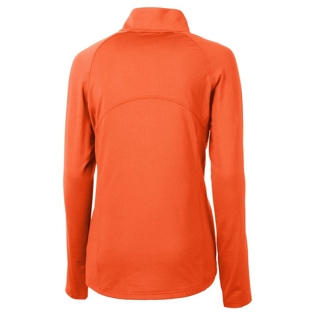 Chicago Bears Cutter & Buck Women's Throwback Logo Adapt Eco Knit Stretch Recycled Half-Zip Pullover Top Orange - NFL