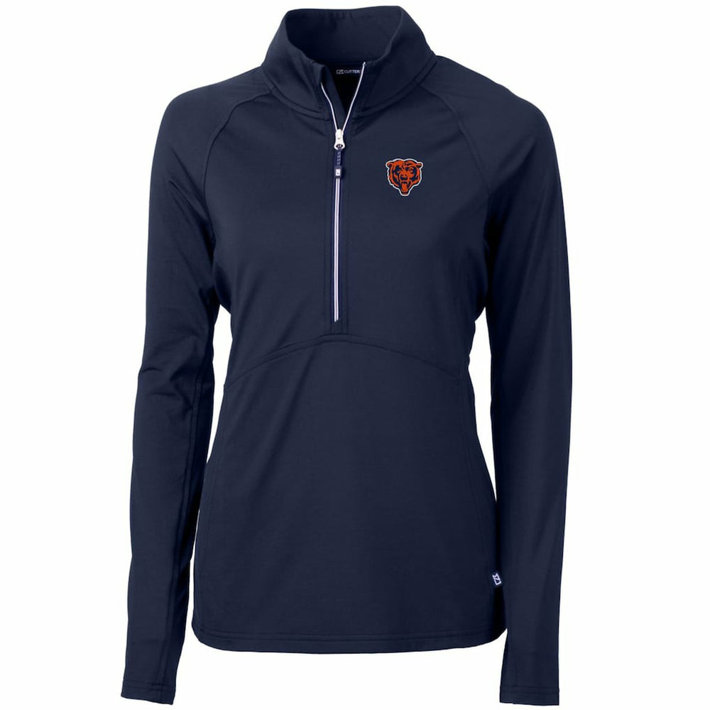 Chicago Bears Cutter & Buck Women's Throwback Logo Adapt Eco Knit Stretch Recycled Half-Zip Pullover Top Navy - NFL