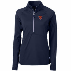Chicago Bears Cutter & Buck Women's Throwback Logo Adapt Eco Knit Stretch Recycled Half-Zip Pullover Top Navy - NFL