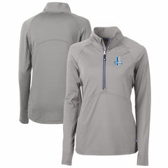 Detroit Lions Cutter & Buck Women's Throwback Logo Adapt Eco Knit Stretch Recycled Half-Zip Pullover Top Gray - NFL