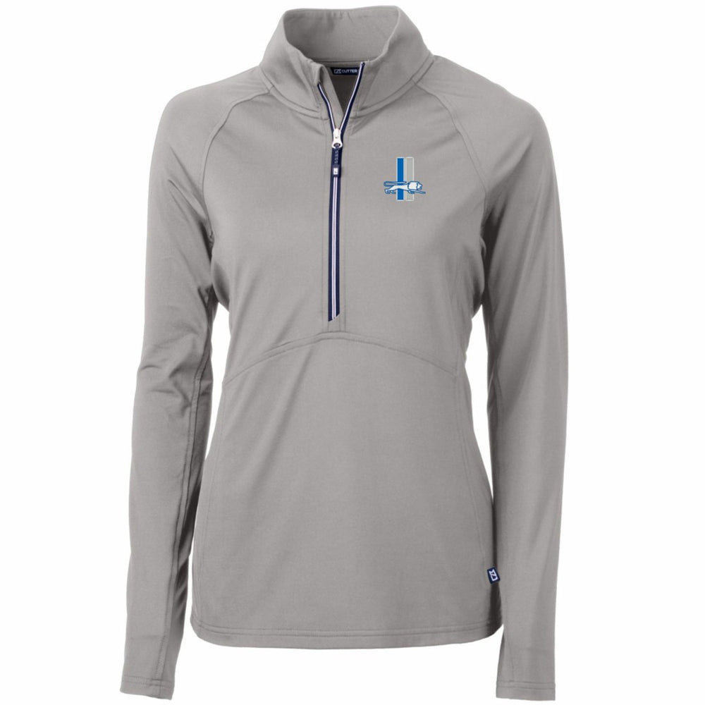 Detroit Lions Cutter & Buck Women's Throwback Logo Adapt Eco Knit Stretch Recycled Half-Zip Pullover Top Gray - NFL