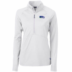Seattle Seahawks Cutter & Buck Women's Throwback Logo Adapt Eco Knit Stretch Recycled Half-Zip Pullover Top White - NFL