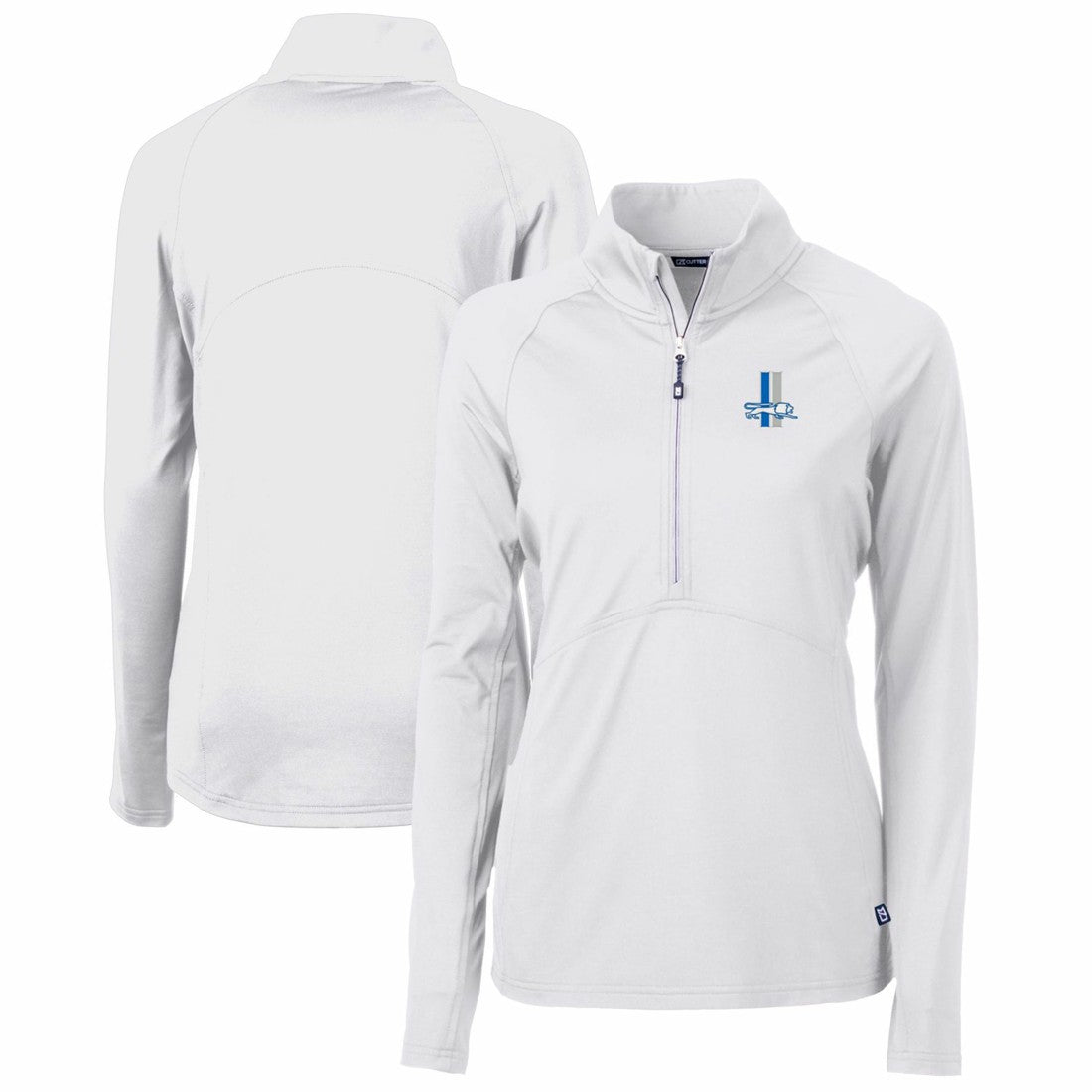 Detroit Lions Cutter & Buck Women's Throwback Logo Adapt Eco Knit Stretch Recycled Half-Zip Pullover Top White - NFL