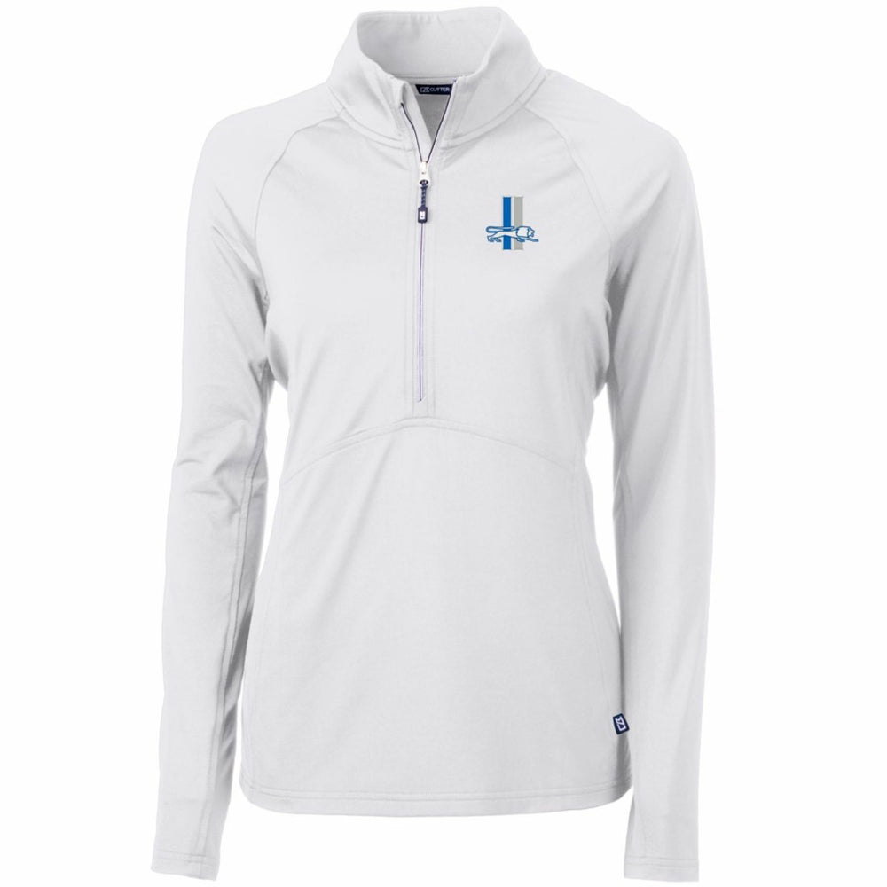 Detroit Lions Cutter & Buck Women's Throwback Logo Adapt Eco Knit Stretch Recycled Half-Zip Pullover Top White - NFL