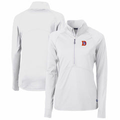 Denver Broncos Cutter & Buck Women's Throwback Logo Adapt Eco Knit Stretch Recycled Half-Zip Pullover Top White - NFL