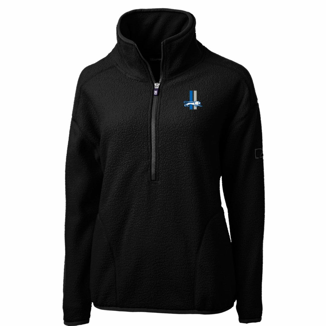 Detroit Lions Cutter & Buck Women's Throwback Logo Cascade Eco Sherpa Fleece Half-Zip Pullover Jacket Black - NFL