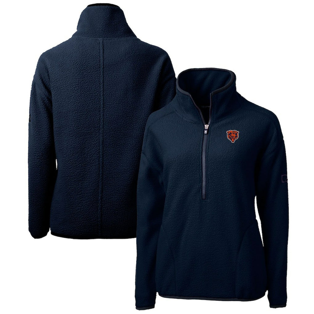 Chicago Bears Cutter & Buck Women's Throwback Logo Cascade Eco Sherpa Fleece Half-Zip Pullover Jacket Navy - NFL