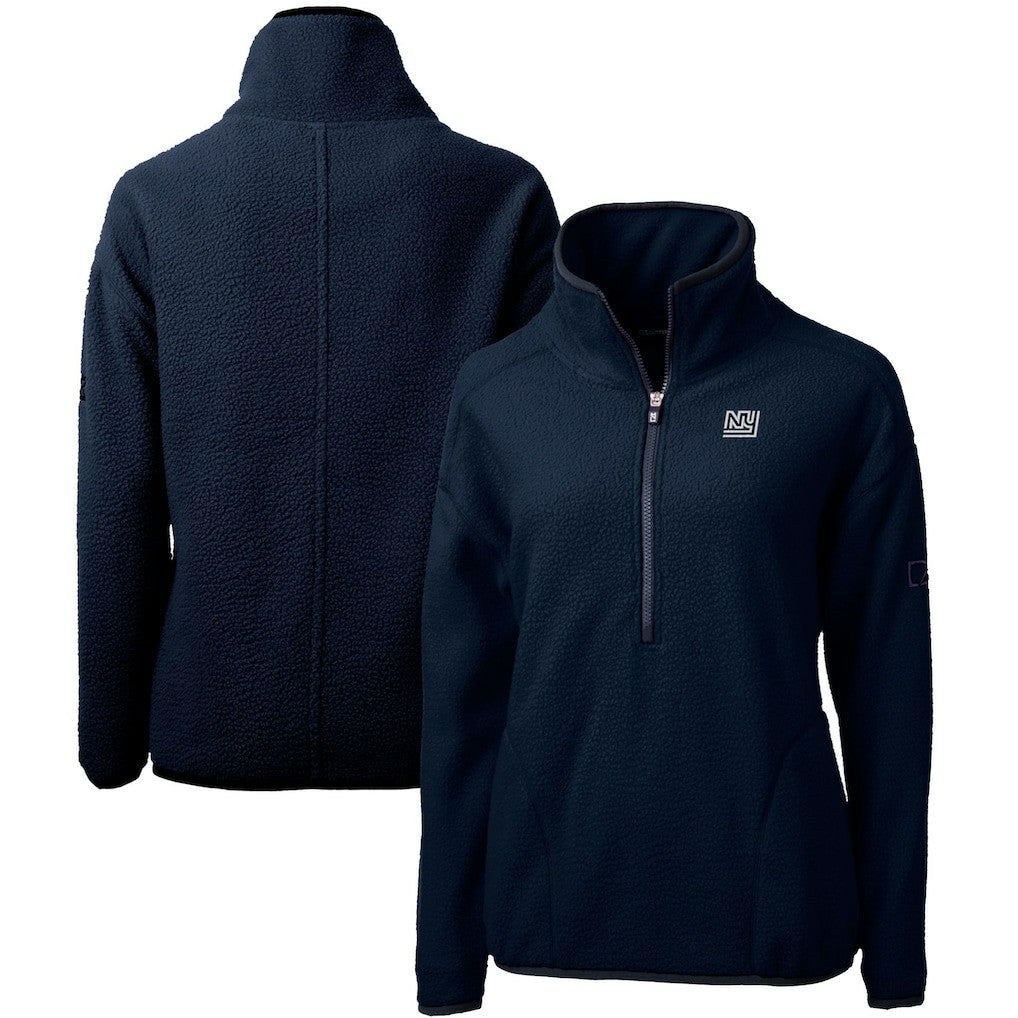 New York Giants Cutter & Buck Women's Throwback Logo Cascade Eco Sherpa Fleece Half-Zip Pullover Jacket Navy - NFL