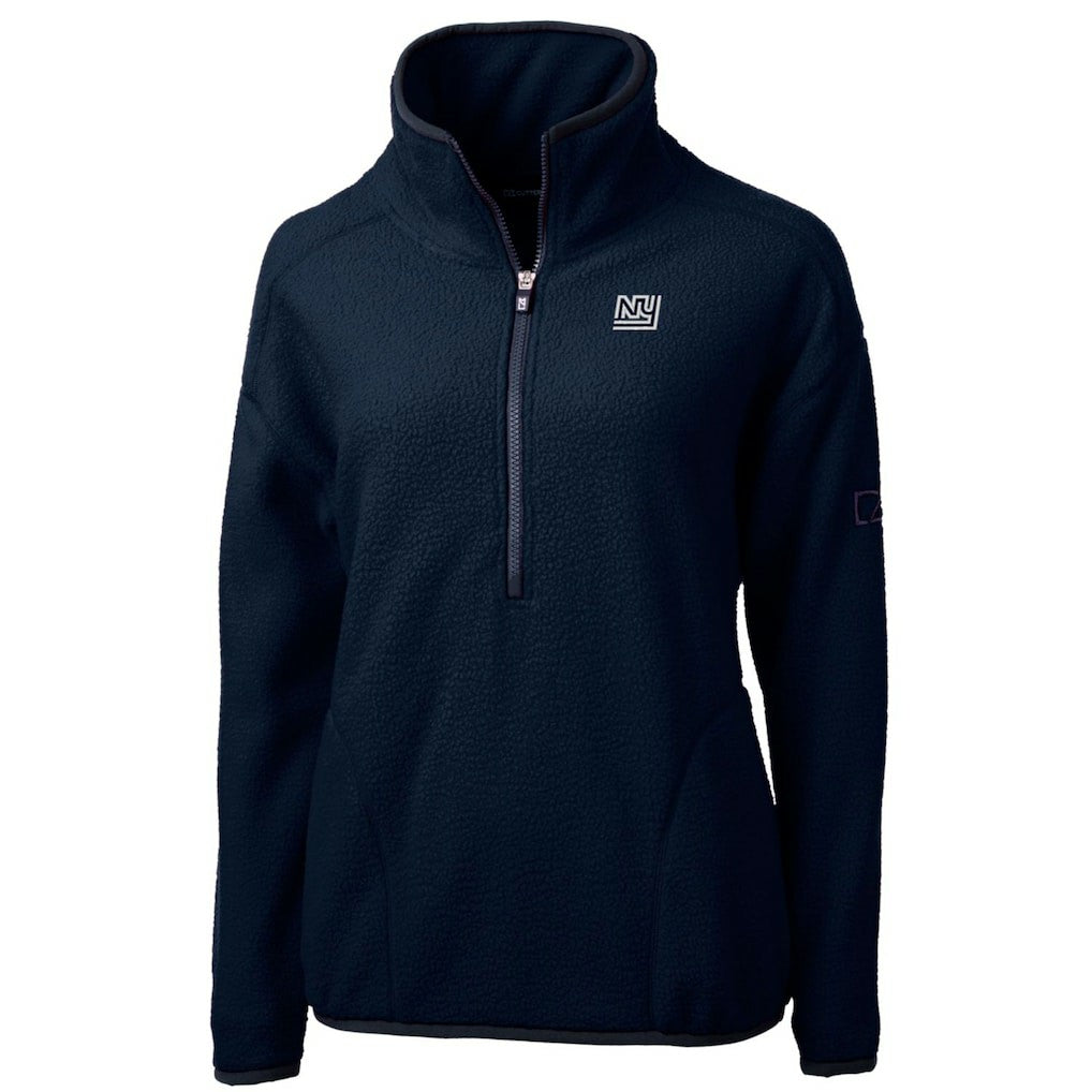 New York Giants Cutter & Buck Women's Throwback Logo Cascade Eco Sherpa Fleece Half-Zip Pullover Jacket Navy - NFL