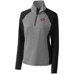 San Francisco 49ers Cutter & Buck Women's Throwback Logo Forge Tonal Stripe Stretch Half-Zip Pullover Top Black - NFL