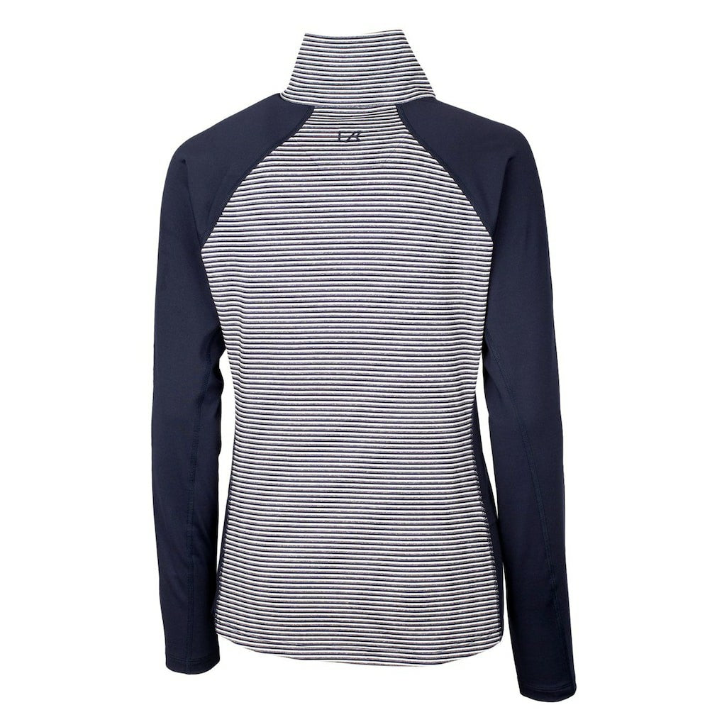 Los Angeles Chargers Cutter & Buck Women's Throwback Logo Forge Tonal Stripe Stretch Half-Zip Pullover Top Navy - NFL