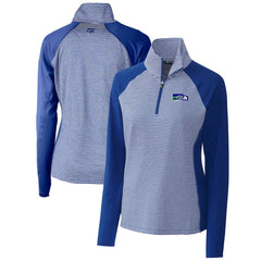 Seattle Seahawks Cutter & Buck Women's Throwback Logo Forge Tonal Stripe Stretch Half-Zip Pullover Top Royal - NFL