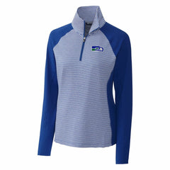 Seattle Seahawks Cutter & Buck Women's Throwback Logo Forge Tonal Stripe Stretch Half-Zip Pullover Top Royal - NFL