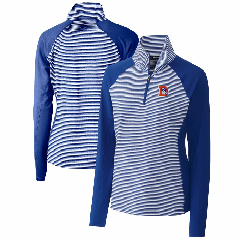 Denver Broncos Cutter & Buck Women's Throwback Logo Forge Tonal Stripe Stretch Half-Zip Pullover Top Royal - NFL