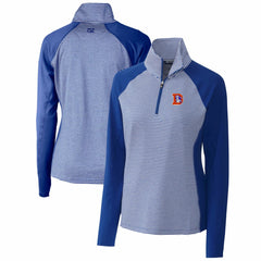 Denver Broncos Cutter & Buck Women's Throwback Logo Forge Tonal Stripe Stretch Half-Zip Pullover Top Royal - NFL