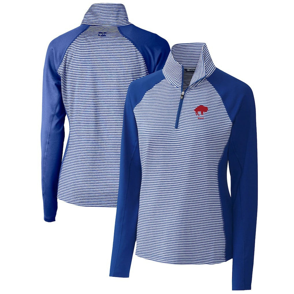 Buffalo Bills Cutter & Buck Women's Throwback Logo Forge Tonal Stripe Stretch Half-Zip Pullover Top Royal - NFL