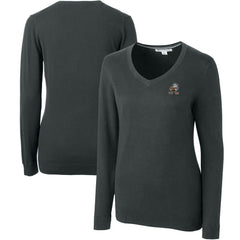 Cleveland Browns Cutter & Buck Women's Throwback Logo Lakemont Tri-Blend V-Neck Sweater Heather Charcoal - NFL