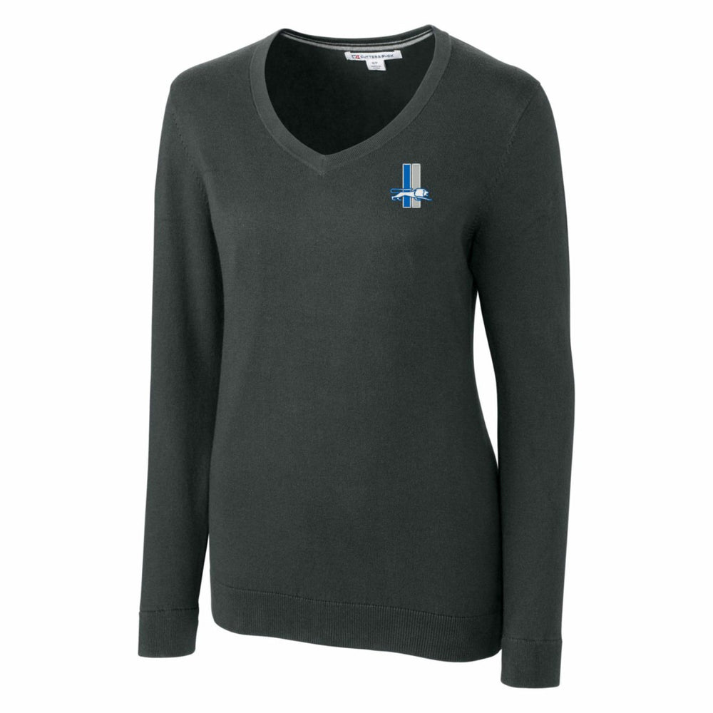 Detroit Lions Cutter & Buck Women's Throwback Logo Lakemont Tri-Blend V-Neck Sweater Heather Charcoal - NFL