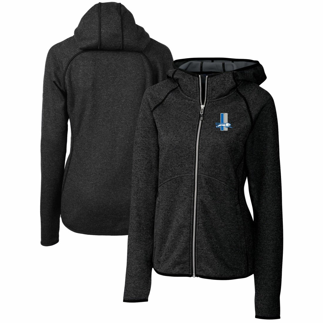 Detroit Lions Cutter & Buck Women's Throwback Logo Mainsail Full-Zip Jacket Heather Charcoal - NFL