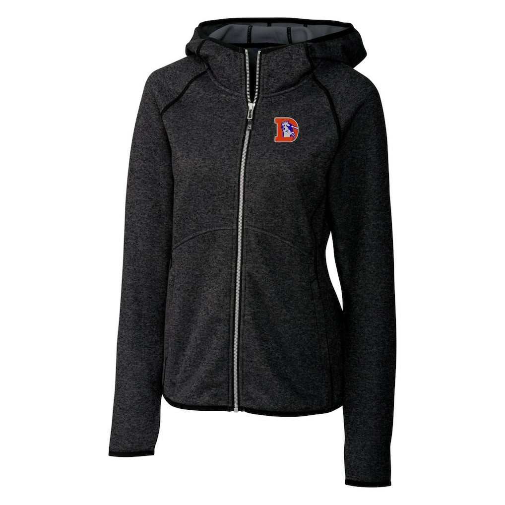 Denver Broncos Cutter & Buck Women's Throwback Logo Mainsail Full-Zip Jacket Heather Charcoal - NFL
