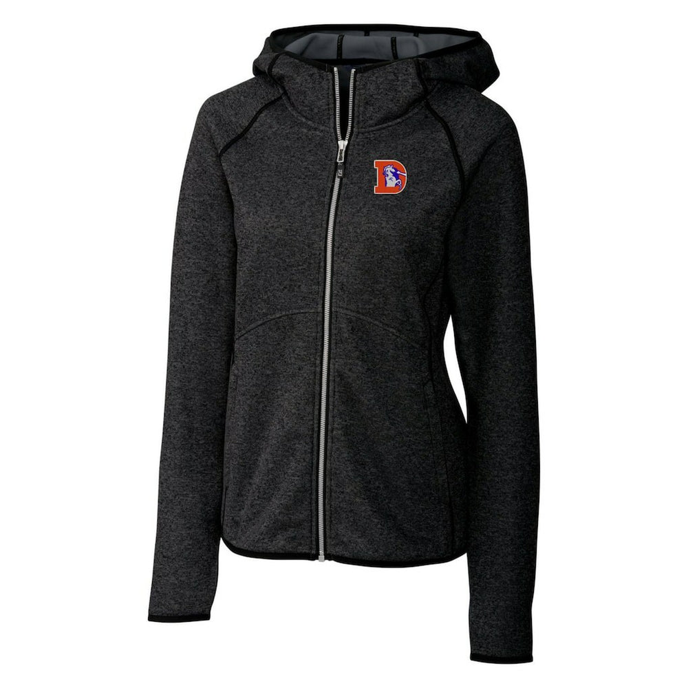 Denver Broncos Cutter & Buck Women's Throwback Logo Mainsail Full-Zip Jacket Heather Charcoal - NFL