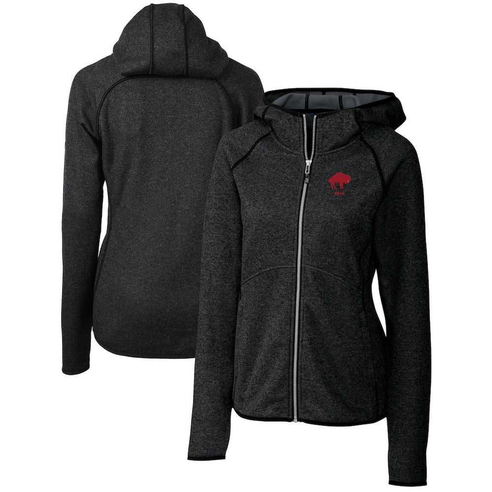 Buffalo Bills Cutter & Buck Women's Throwback Logo Mainsail Full-Zip Jacket Heather Charcoal - NFL