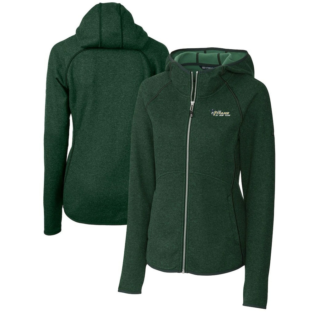 New York Jets Cutter & Buck Women's Throwback Logo Mainsail Full-Zip Jacket Heather Green - NFL