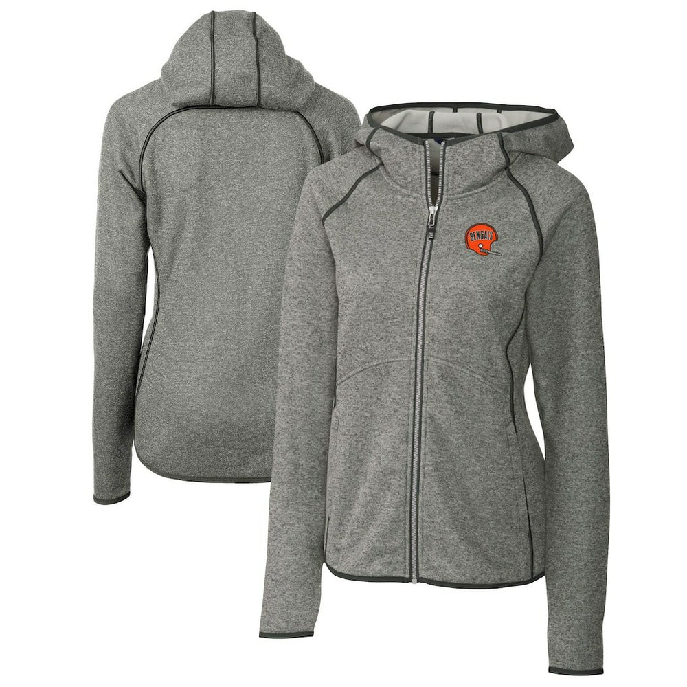 Cincinnati Bengals Cutter & Buck Women's Throwback Logo Mainsail Full-Zip Jacket Heather Gray - NFL