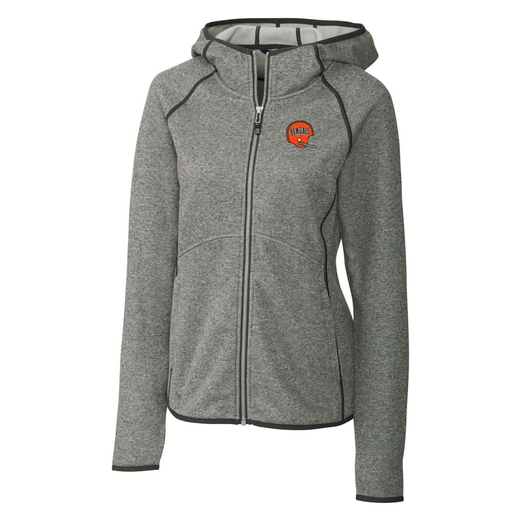Cincinnati Bengals Cutter & Buck Women's Throwback Logo Mainsail Full-Zip Jacket Heather Gray - NFL