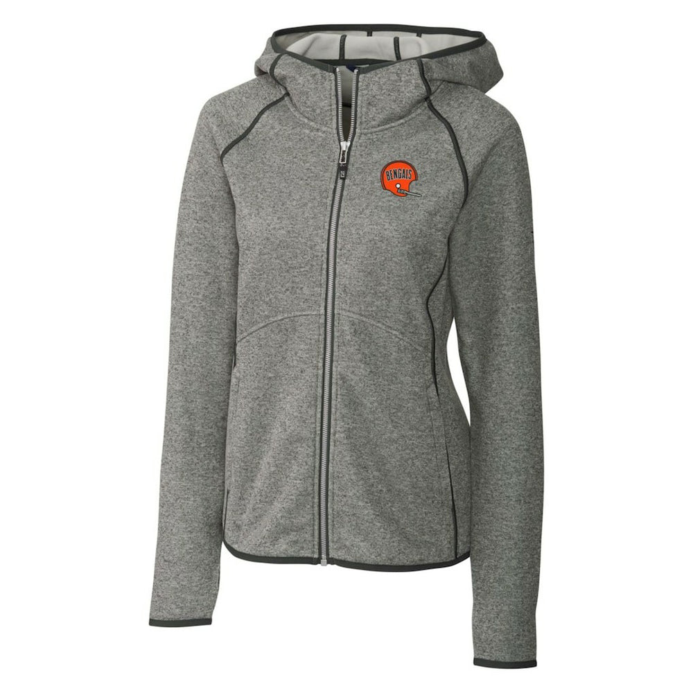 Cincinnati Bengals Cutter & Buck Women's Throwback Logo Mainsail Full-Zip Jacket Heather Gray - NFL